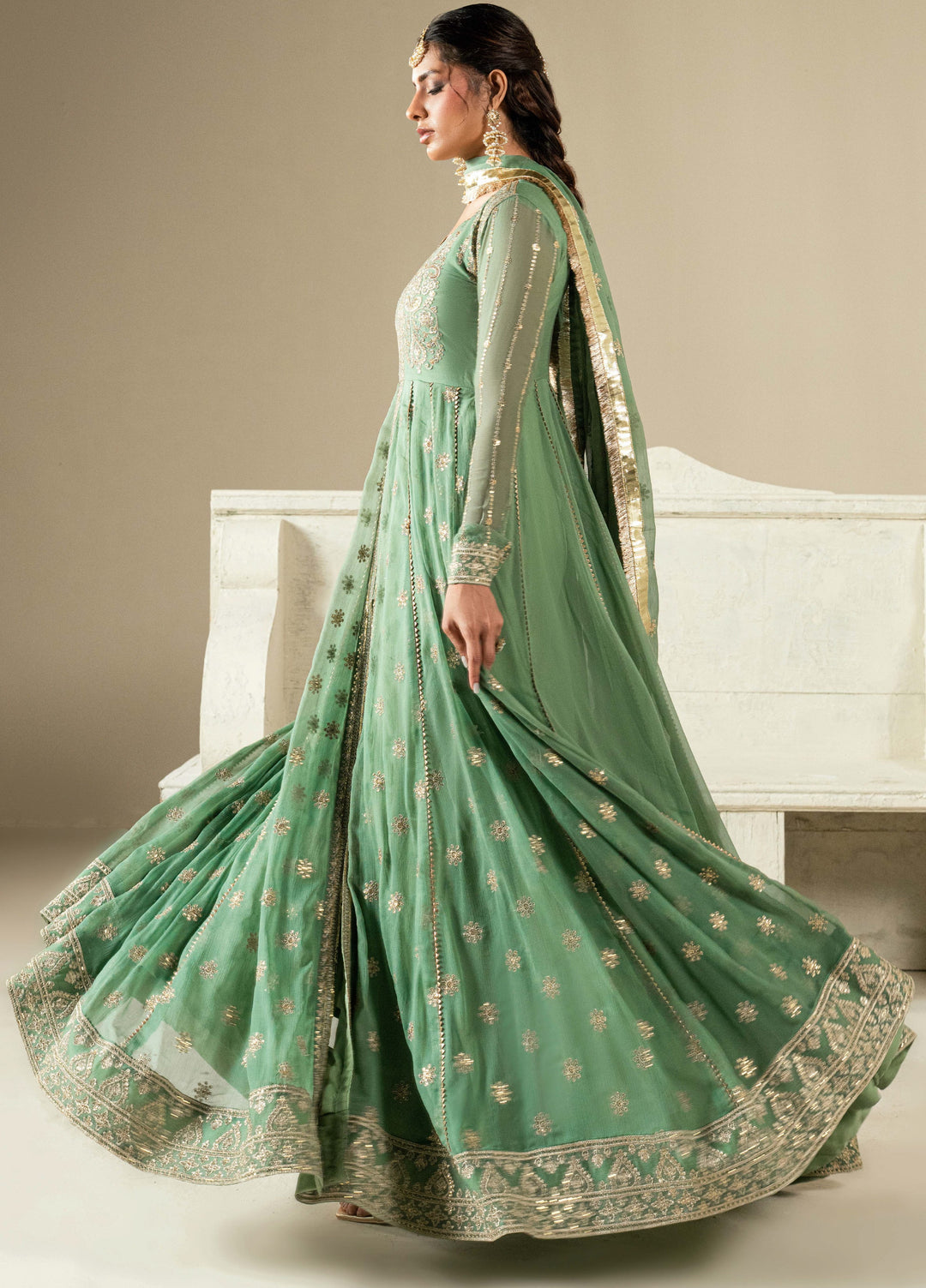 Aura by Haniumaimaz RTW Embroidered Chiffon 3 Piece Suit HUM26RCA ASTRA - Festive Collection