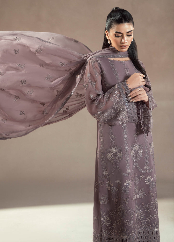 Afsanah by Lavish Premium Unstitched Chiffon Embroidered Suits 3 Piece LV25AC MAUVE MYSTIQUE-09 - Festive Collection