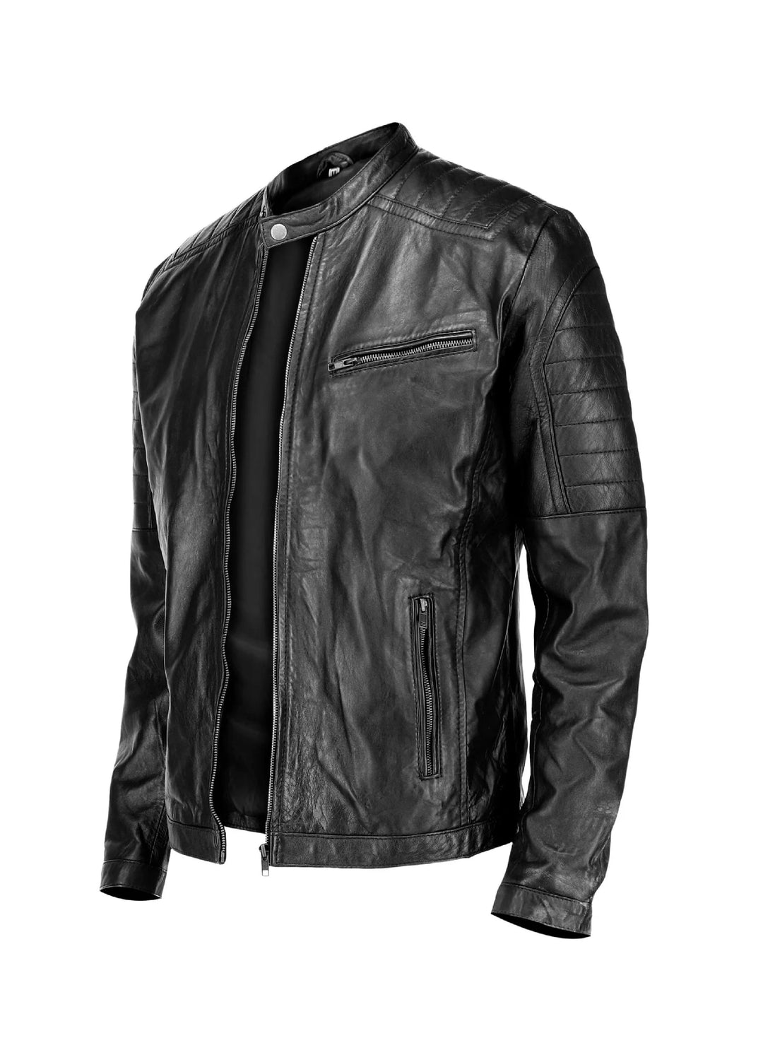 Cafe Racer Black Mens Pure Sheep Leather Jacket