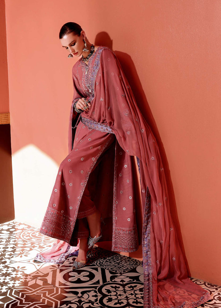 Nuvera Hemline by Mushq Unstitched Raw Silk Embroidered 3 Piece Suit MU26UNH D-4 Hermione - Festive Collection