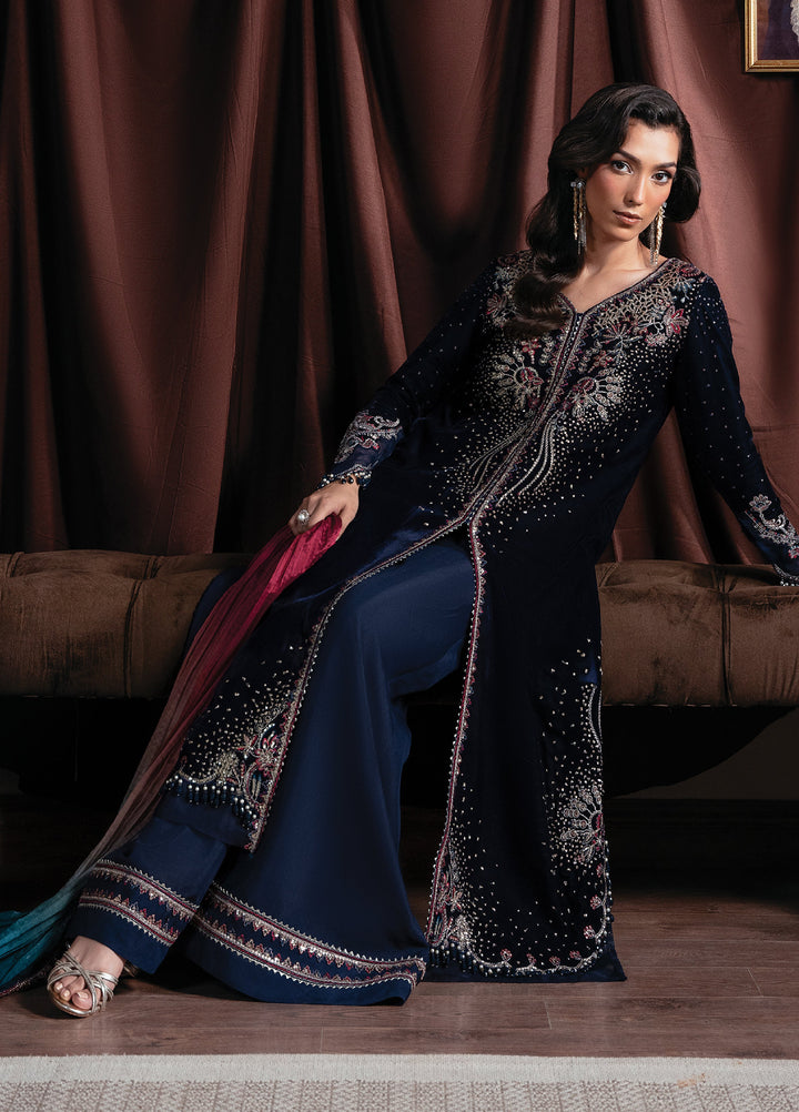 Solene By Faiza Faisal Embroidered Velvet Suits Unstitched 3 Piece FF25SV WS25-0446 - Festive Collection