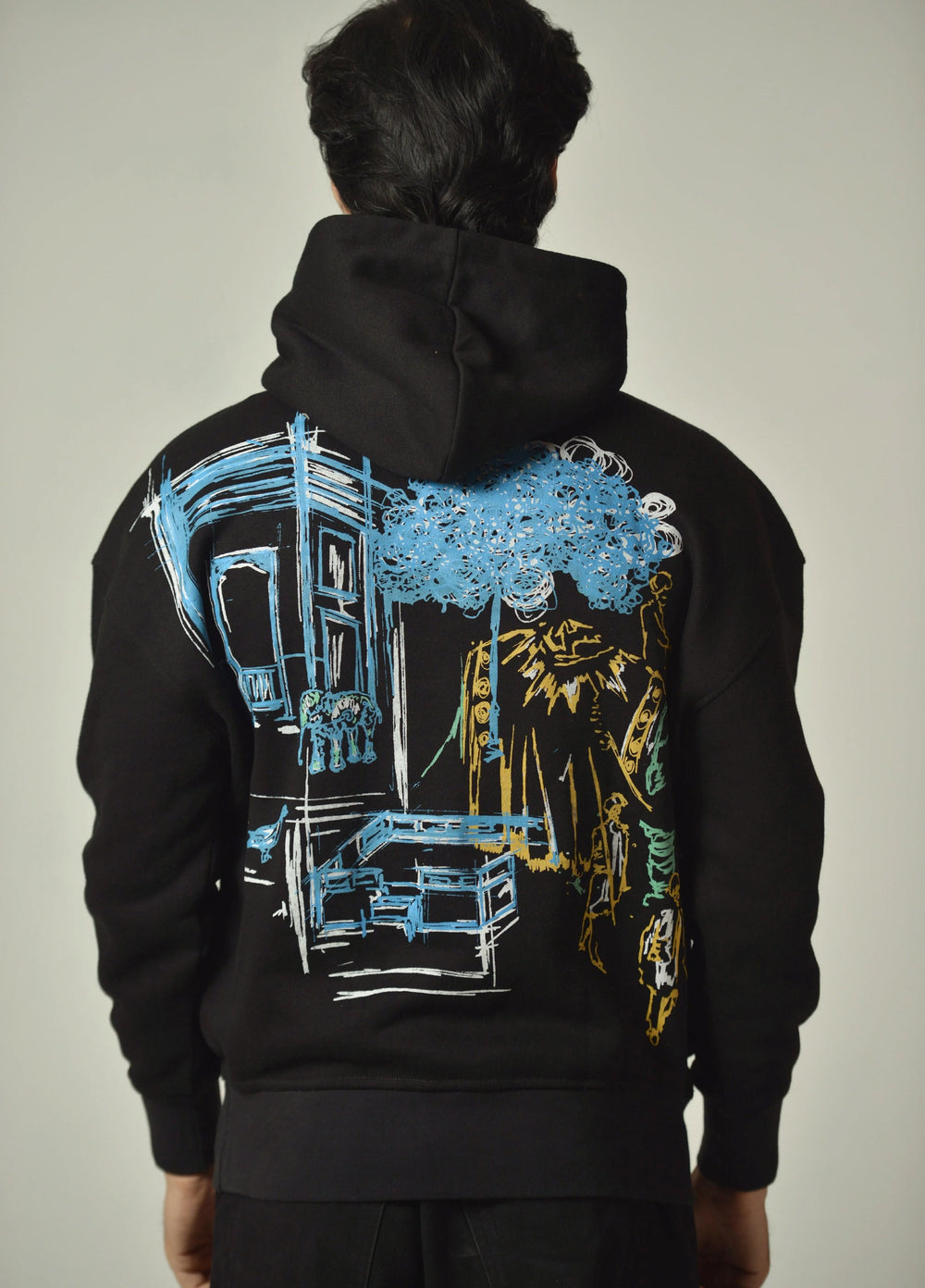 Movement Unisex Western 1 Piece Printed Fleece Raw Canvas Hoodie - Winter Collection