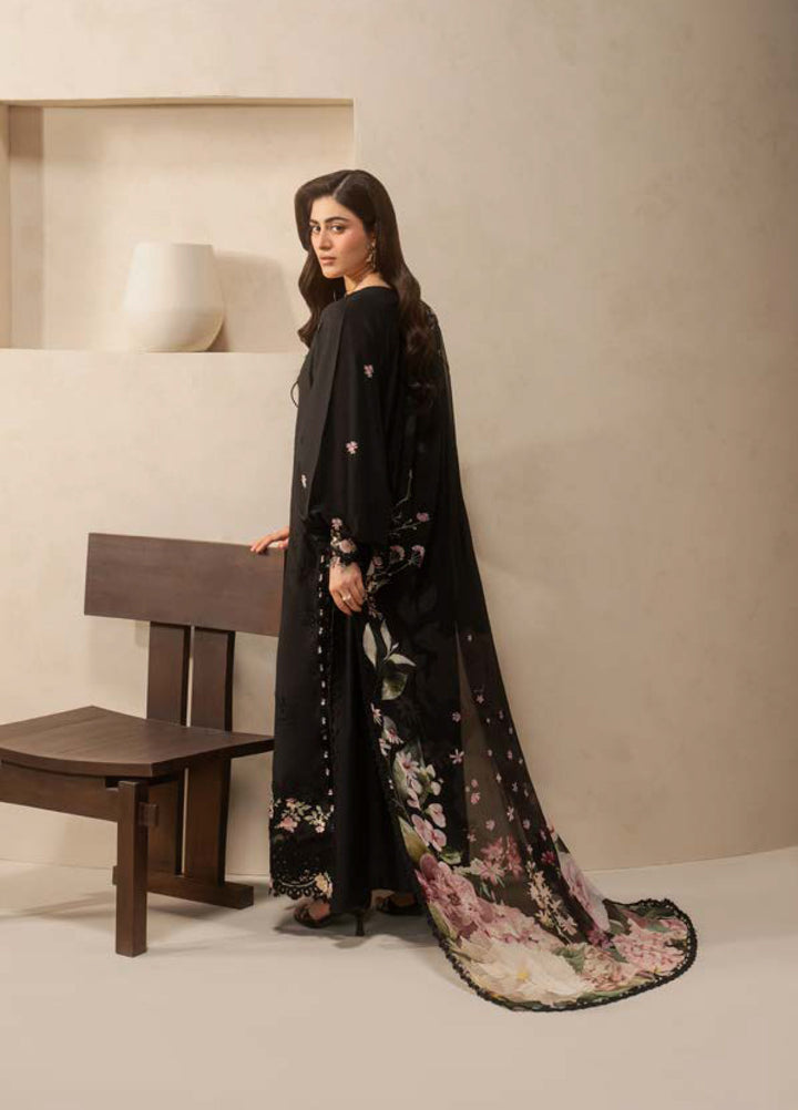 E-Craft by Elaf Unstitched Printed Lawn 3 Piece Suit EHC-5A Charcoal - Casual Collection