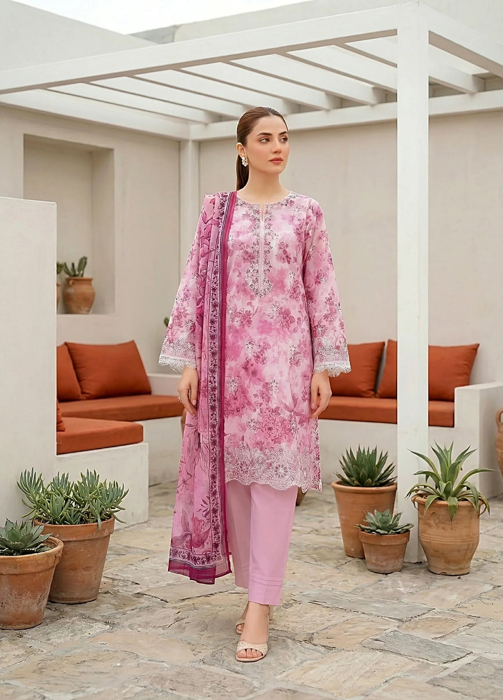 Komal by Lakhany Unstitched Embroidered Lawn 3 Piece Suit LSM26ULK LG-RL-0465 - Summer Collection