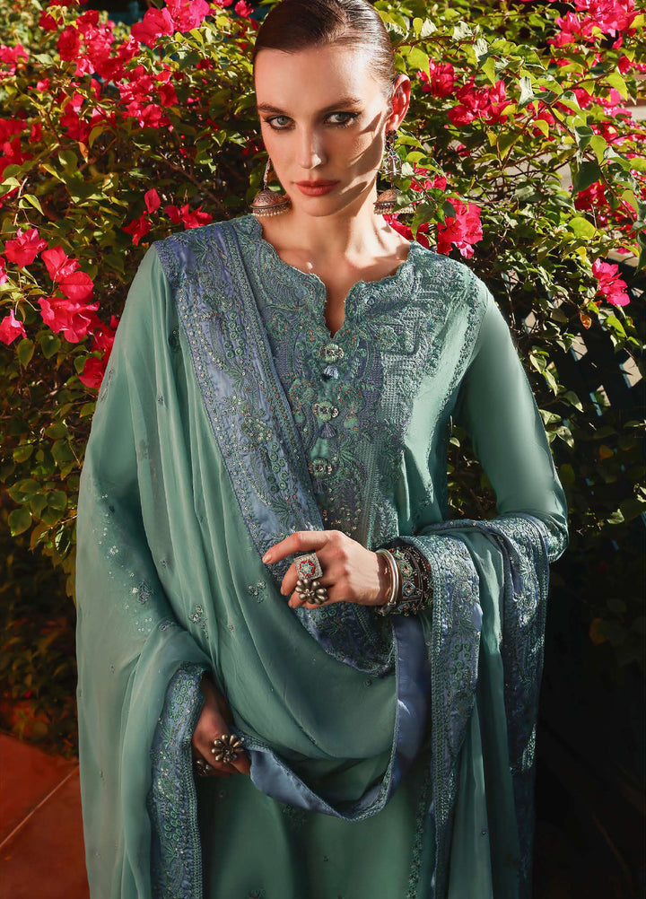 Nuvera Hemline by Mushq Unstitched Raw Silk Embroidered 3 Piece Suit MU26UNH D-5 Sybill - Festive Collection