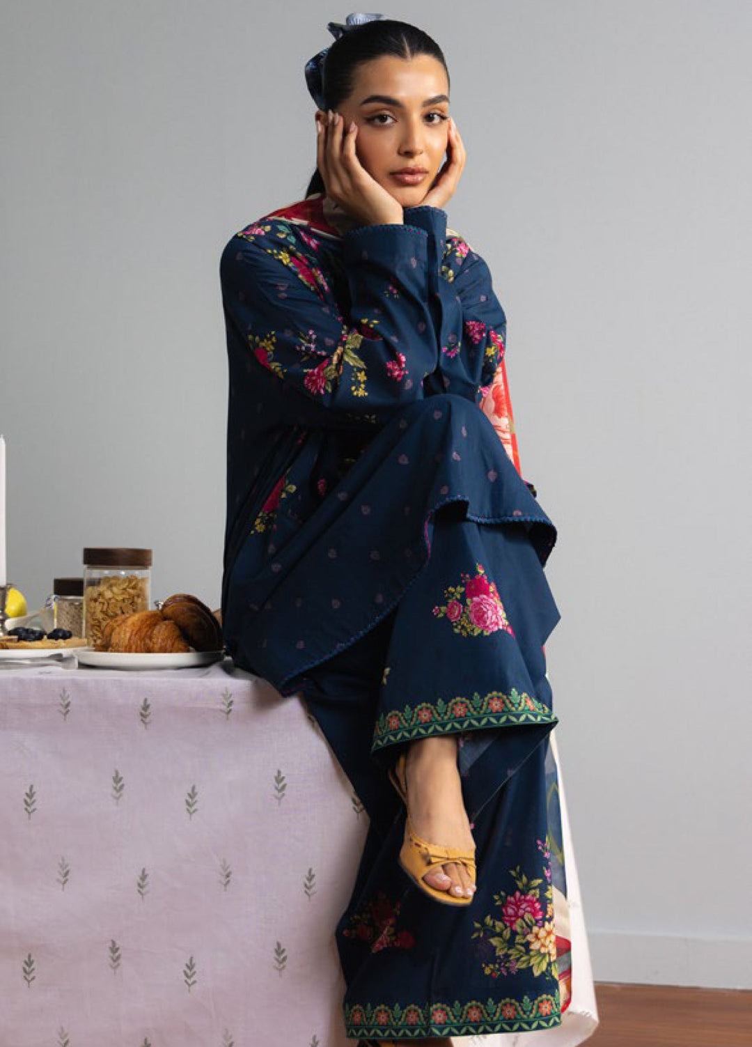 Coco by Zara Shahjahan Unstitched Printed Lawn 3 Piece Suit CZS26ULV AKI-6B - Summer Collection