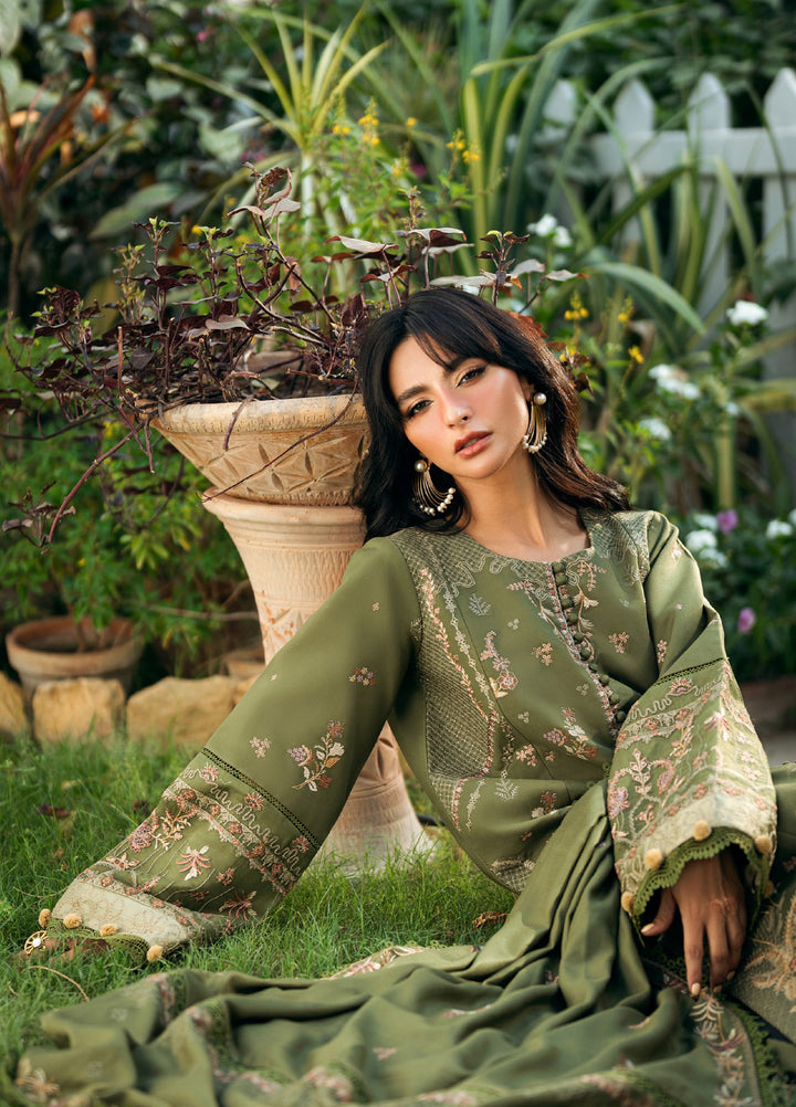 Florent Serenity Embroidered Woolen Shawls Unstitched Marina Twill Suits 3 Piece FL25WS FL-1A - Winter Collection