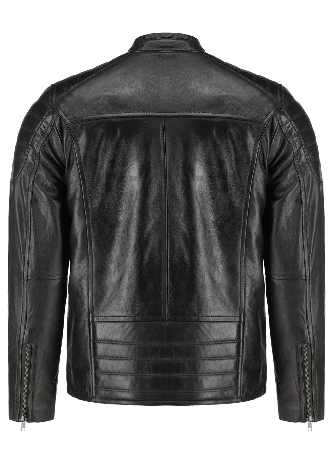 Mens Black Lambskin Biker Style Leather Jacket