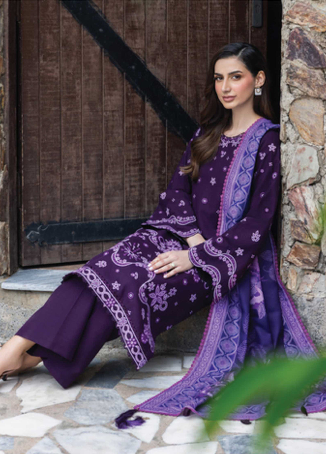 Eminence by Farasha Embroidered Khaddar Suits Unstitched 3 Piece FSH25FW D-03 Maylin - Winter Collection