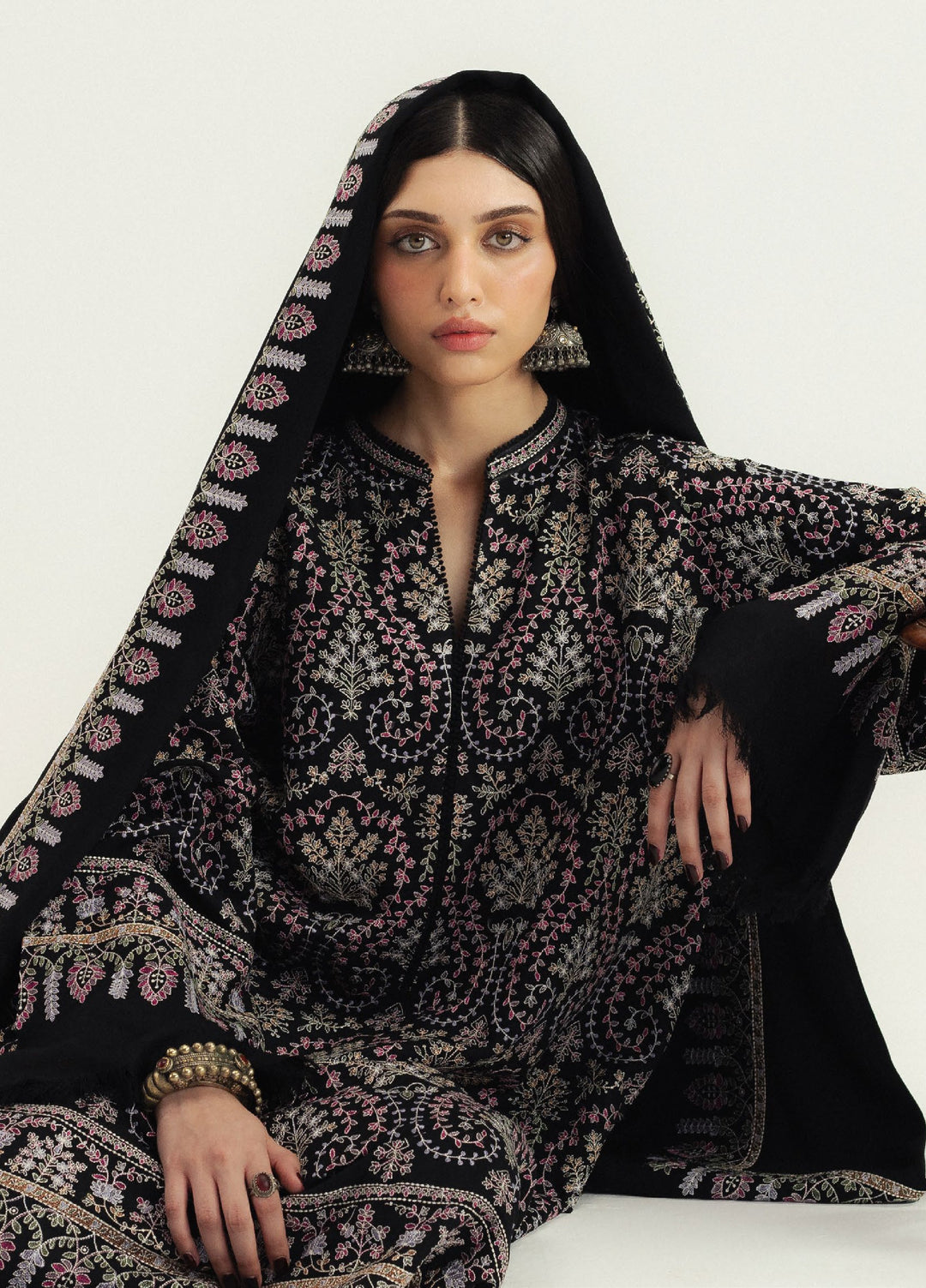 Zara Shahjahan Unstitched Winter Marina Embroidered Suits 3 Piece CZS25WC D2-Shahgul - Winter Collection