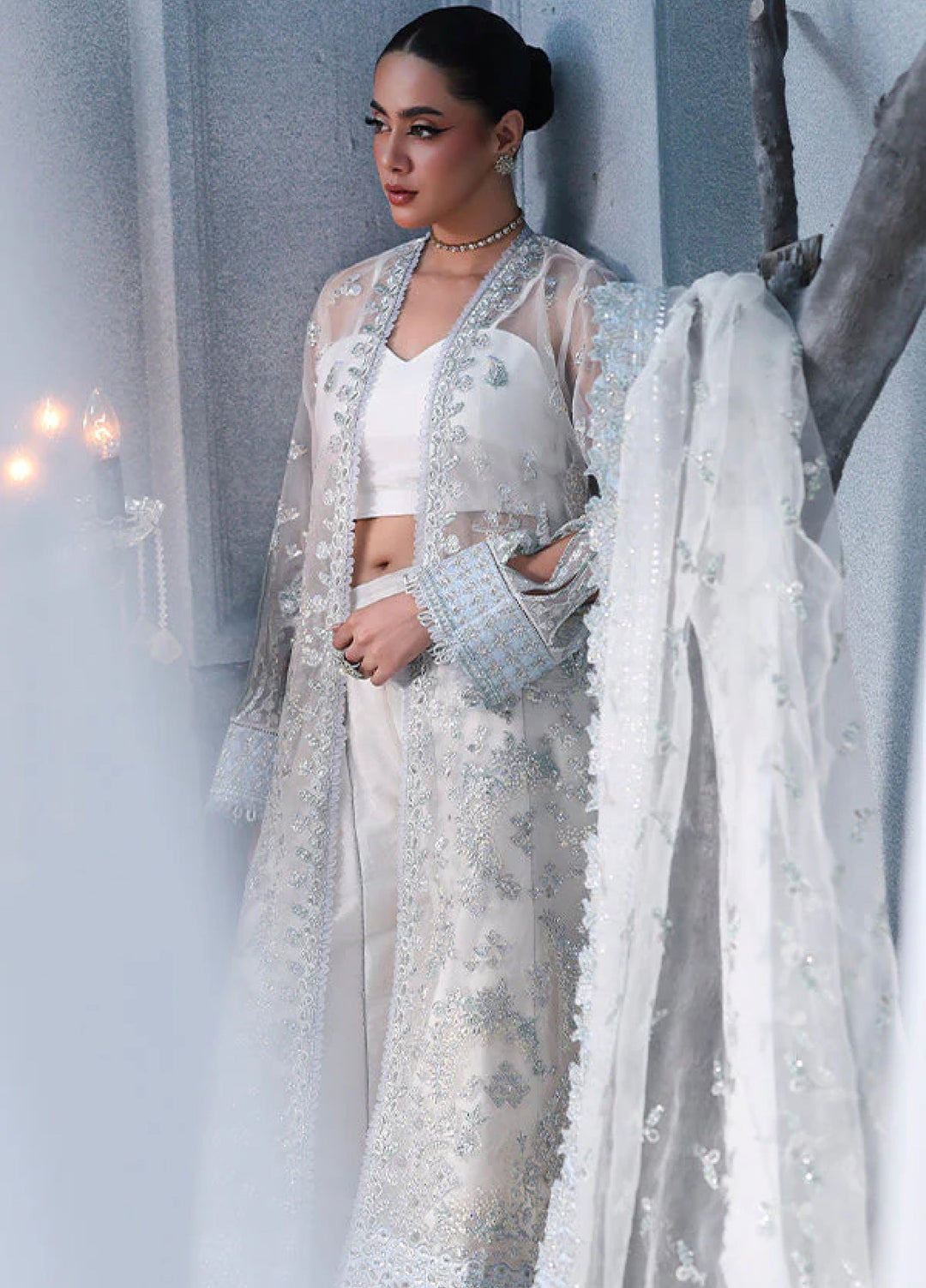 Zynoria by Saffron Unstitched Organza Embroidered Suits 3 Piece SFR25Z Opal - Festive Collection