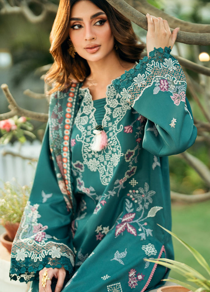 Florent Serenity Embroidered Woolen Shawls Unstitched Marina Twill Suits 3 Piece FL25WS FL-4A - Winter Collection