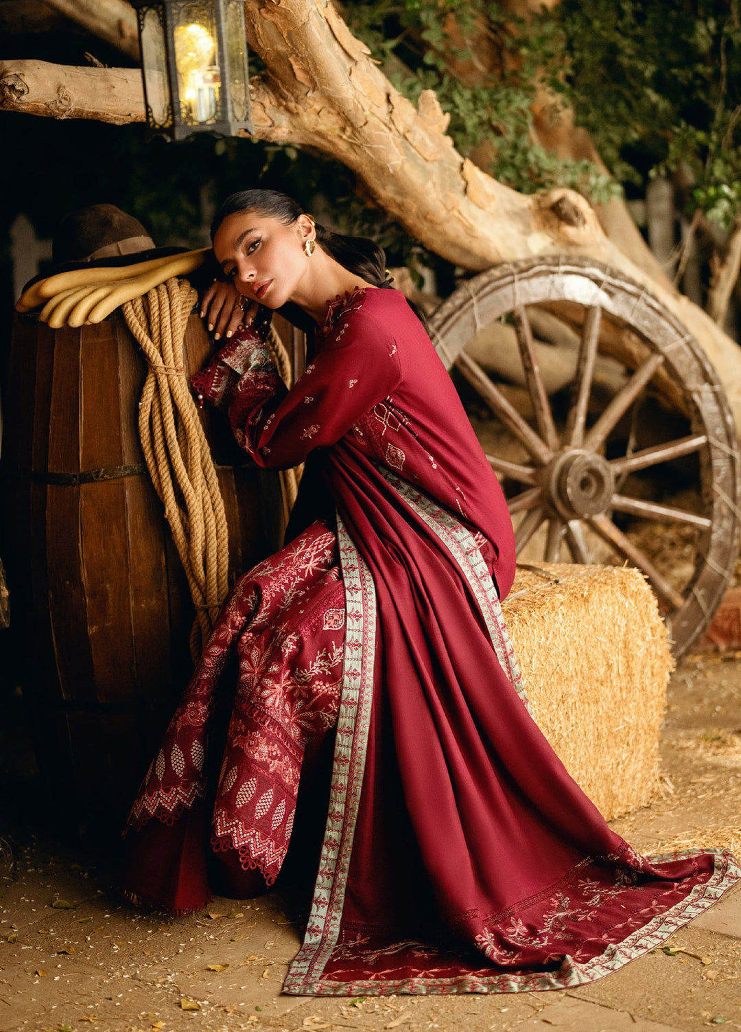 Florent Serenity Embroidered Woolen Shawls Unstitched Dobby Suits 3 Piece FL25WS FL-5B - Winter Collection
