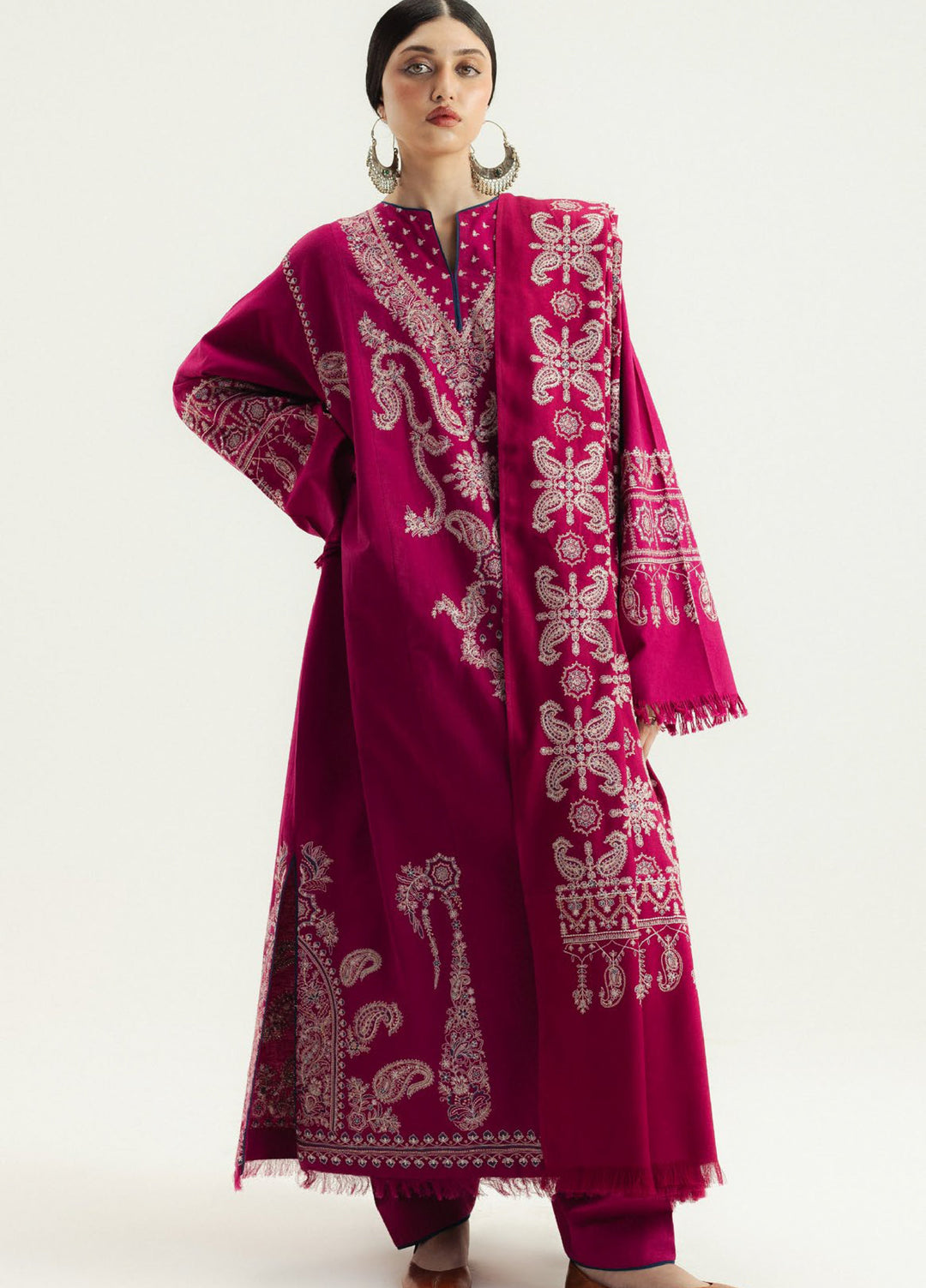 Zara Shahjahan Unstitched Winter Karandi Embroidered Suits 3 Piece CZS25WC D6-Gulmeer - Winter Collection