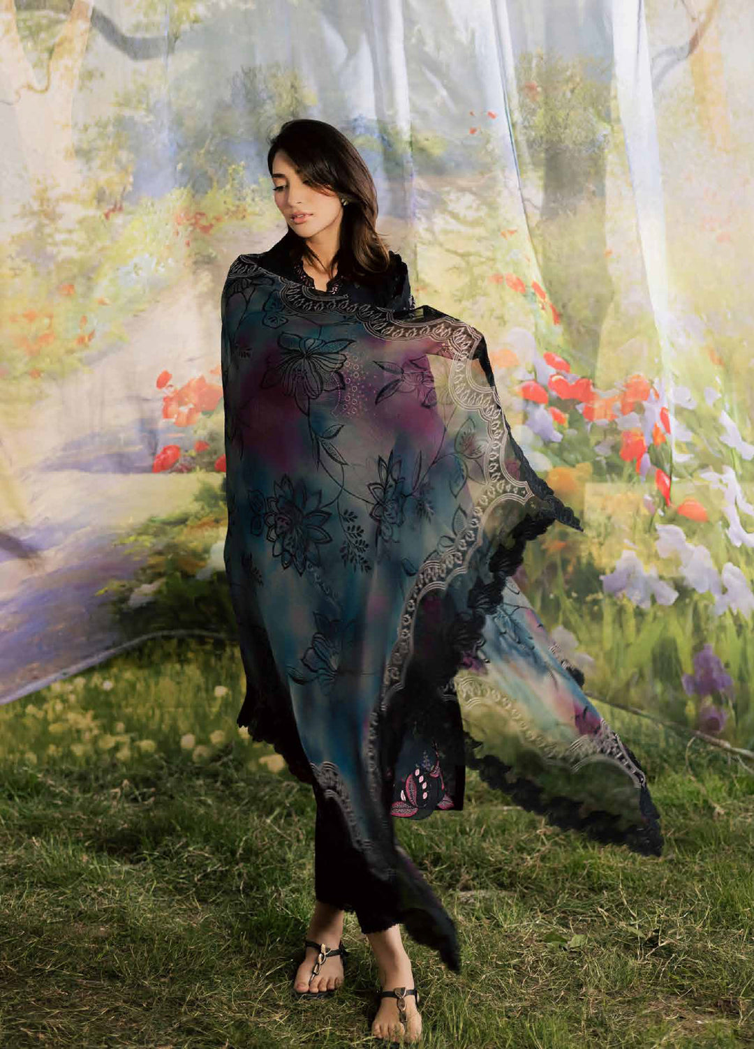 Bloom by Nureh Unstitched Embroidered Doria Lawn 3 Piece Suit NU26ULB BL-18 - Summer Collection
