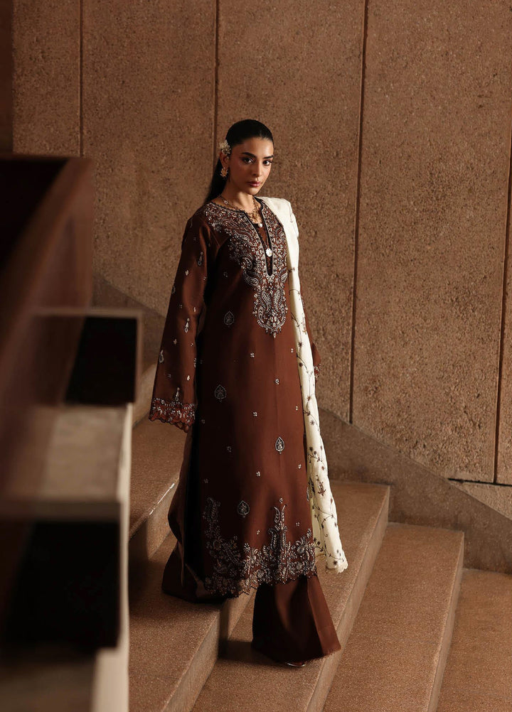 Rajbari Premium Unstitched Peach Winter Shawl Exclusive Embroidered Suits 3 Piece RB25PW D-8 - Winter Collection