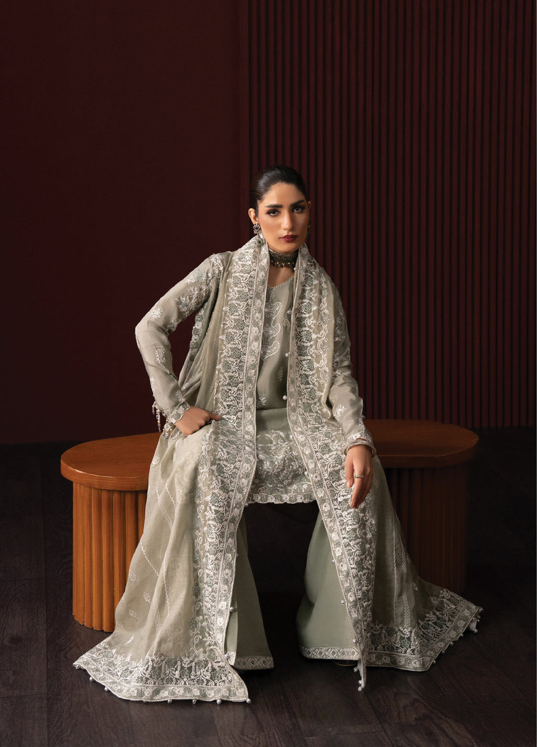 Lady by Aik Atelier Unstitched Tussar Silk Embroidered Suits 3 Piece AIK25L D-06 AIK25L - Festive Collection