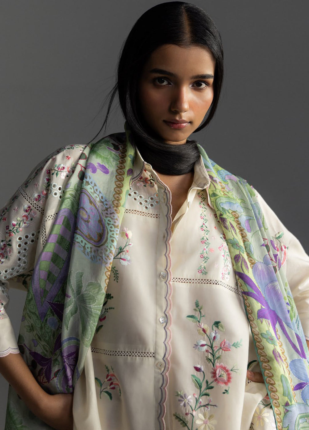Coco by Zara Shahjahan Unstitched Embroidered Lawn 3 Piece Suit CZS26UL SEREN-5A - Summer Collection