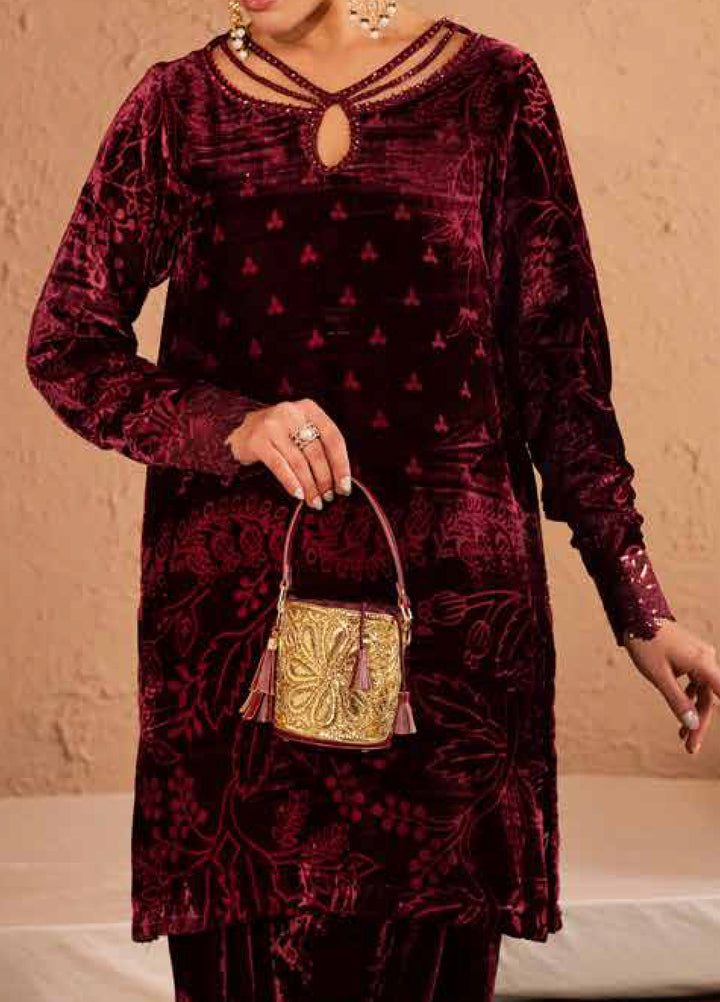 Ballerina by Nureh Unstitched Velvet Palachi Embroidered 3 Piece Suits NU25BV NU2-190 - Festive Collection
