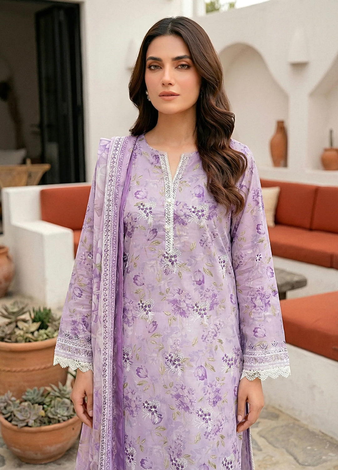 Komal by Lakhany Unstitched Embroidered Lawn 3 Piece Suit LSM26ULK LG-SG-0120 - Summer Collection