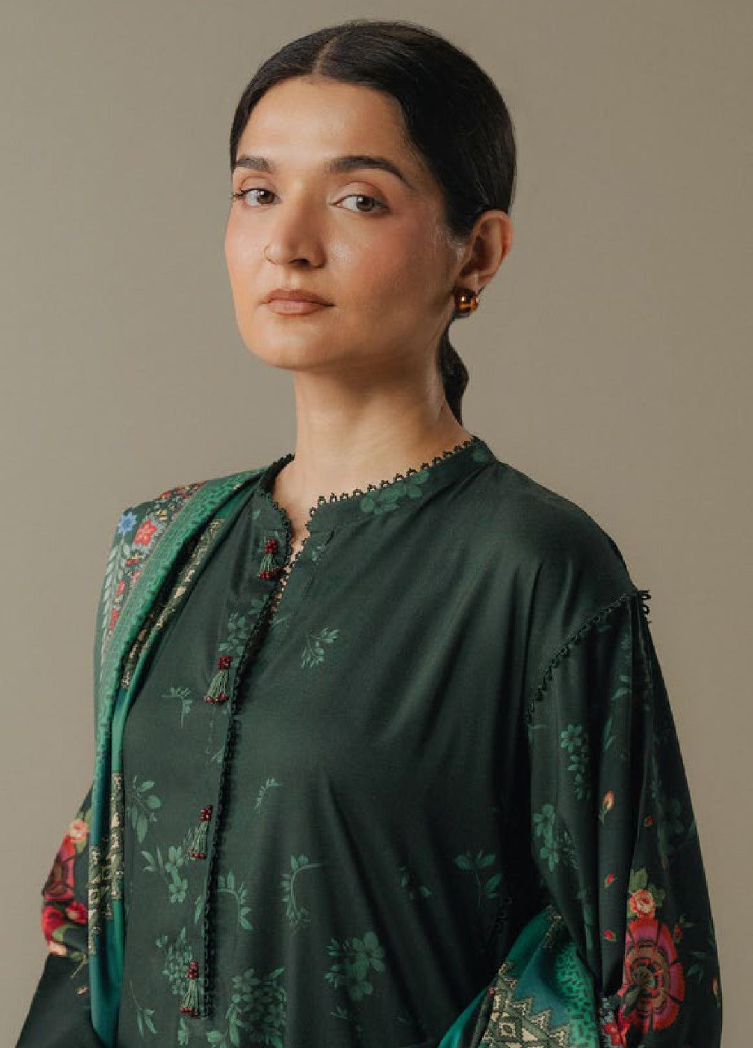 Coco by Zara Shahjahan Prints Unstitched Linen Suits 3 Piece CZS25PW Wild Fern D-2A - Winter Collection
