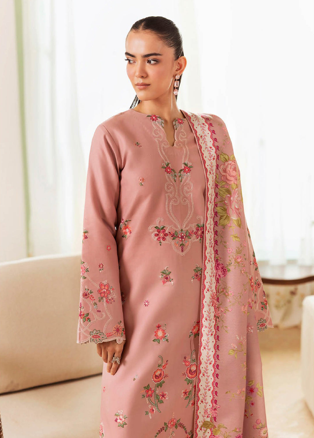 Nissa Floral Symphony by Rajbari Embroidered Marina Suits Unstitched 3 Piece RB25NM D-08 - Winter Collection