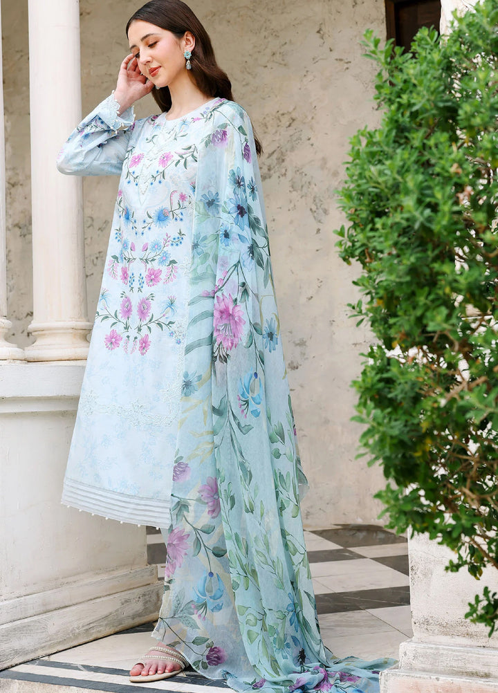 Cross Stitch Unstitched Embroidered Lawn 3 Piece Suit CS26ULE Aqua Glint - Eid Collection