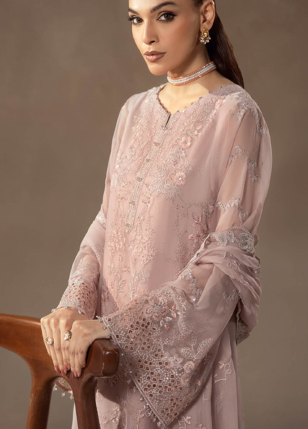 Afsanah by Lavish Premium Unstitched Chiffon Embroidered Suits 3 Piece LV25AC BLUSH PETAL-10 - Festive Collection
