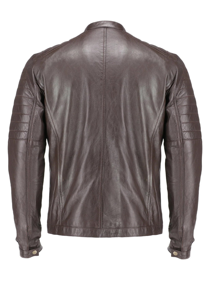 Cafe Racer Brown Mens Pure Sheep Leather Jacket