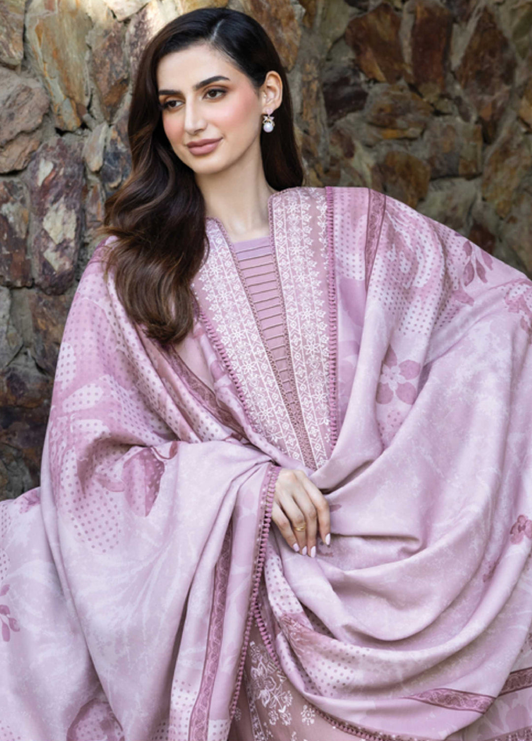 Eminence by Farasha Embroidered Khaddar Suits Unstitched 3 Piece FSH25FW D-06 Blushen - Winter Collection