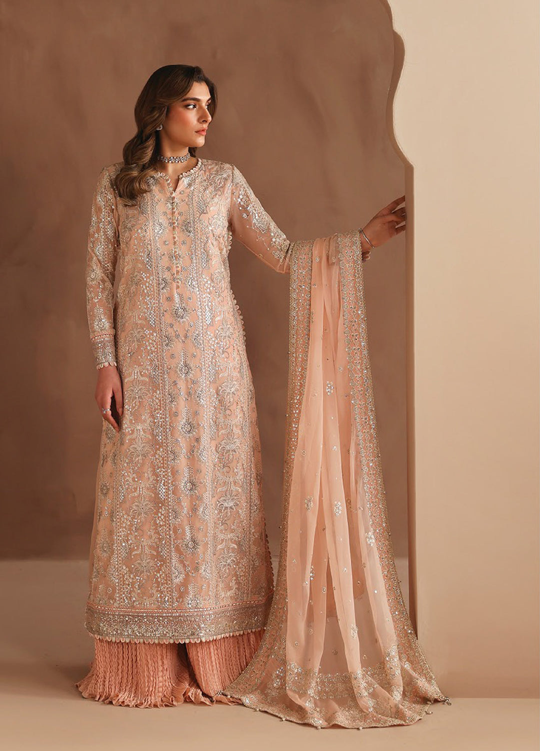 Neorah by Xenia Formals Unstitched Chiffon Embroidered 3 Piece Suit XE26UN D-6 IDRAK - Festive Collection