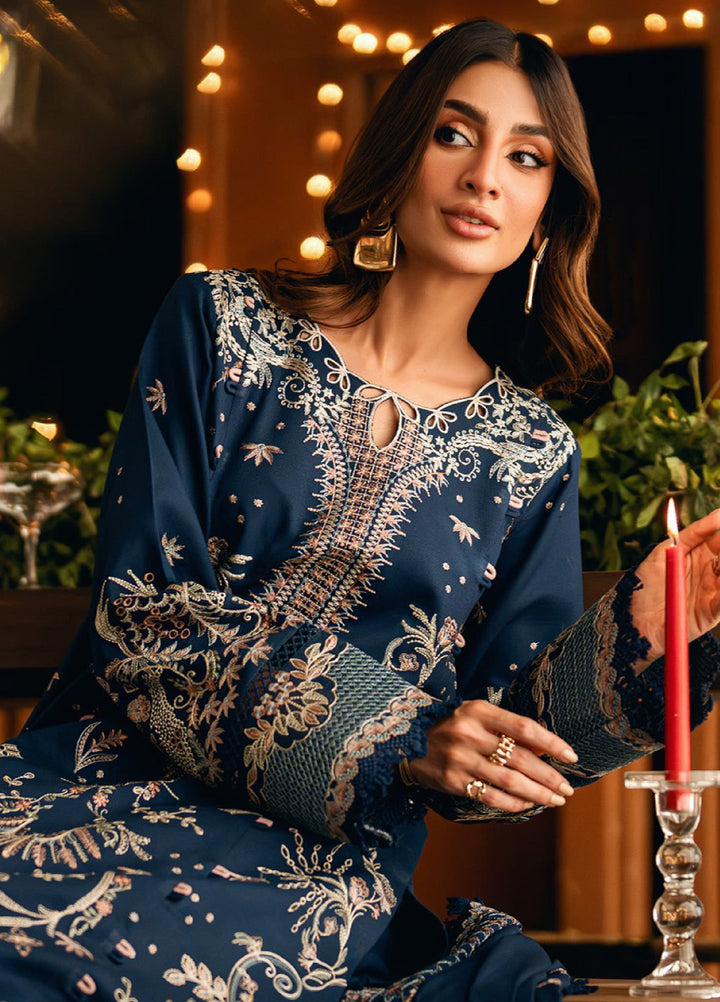 Florent Serenity Embroidered Woolen Shawls Unstitched Dobby Suits 3 Piece FL25WS FL-7B - Winter Collection