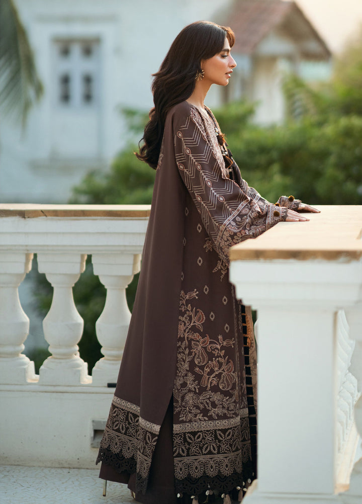Florent Serenity Embroidered Woolen Shawls Unstitched Marina Twill Suits 3 Piece FL25WS FL-3B - Winter Collection
