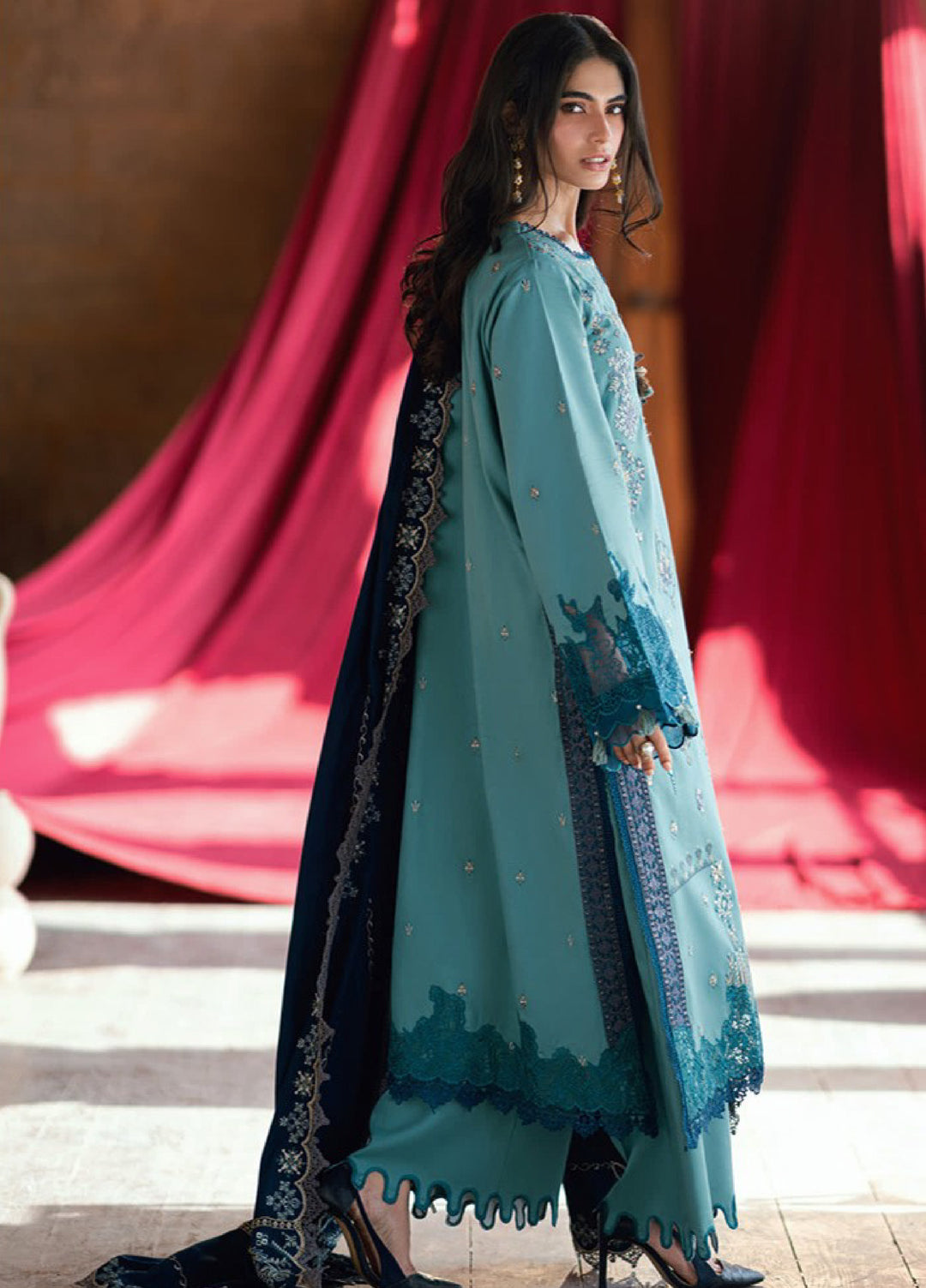 Shades Of Winter by Florent Unstitched Marina Twill Embroidered Suits 3 Piece FL25SW FL-2B - Winter Collection