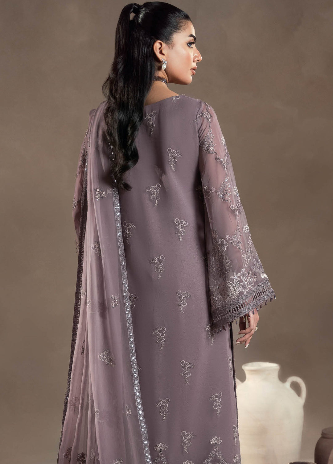 Afsanah by Lavish Premium Unstitched Chiffon Embroidered Suits 3 Piece LV25AC MAUVE MYSTIQUE-09 - Festive Collection