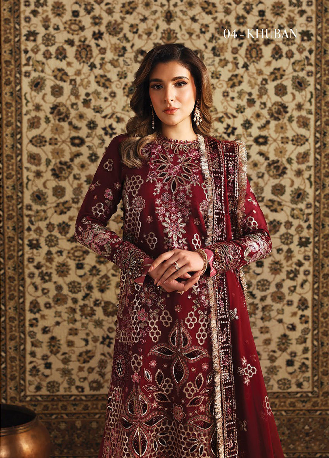 Neorah by Xenia Formals Unstitched Raw Silk Embroidered 3 Piece Suit XE26UN D-4 KHUBAN - Festive Collection