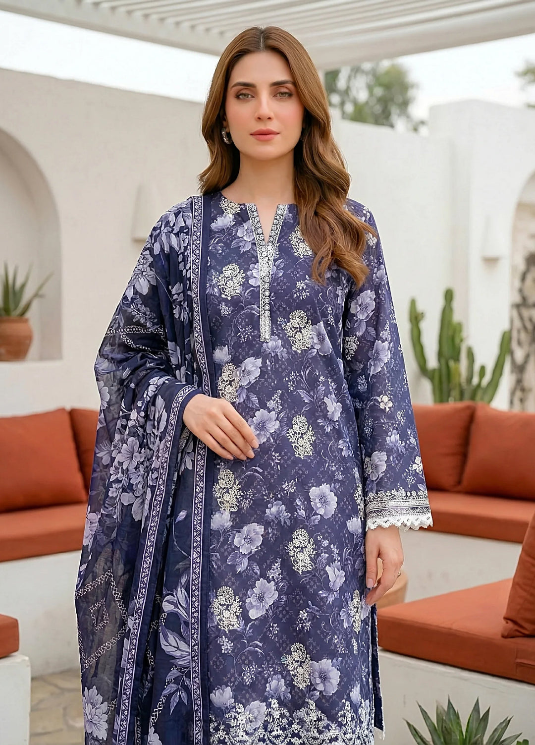 Komal by Lakhany Unstitched Embroidered Lawn 3 Piece Suit LSM26ULK LG-SG-0121 - Summer Collection