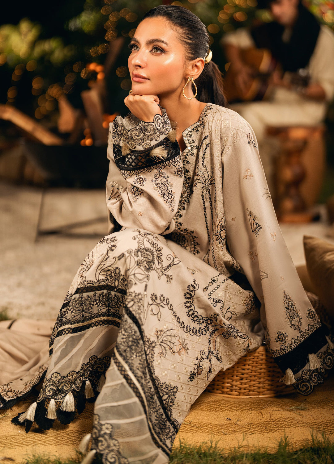 Florent Serenity Embroidered Woolen Shawls Unstitched Dobby Suits 3 Piece FL25WS FL-2B - Winter Collection