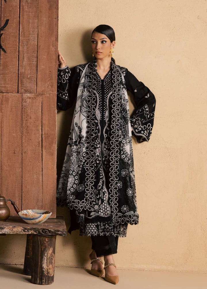 Koyal Monochrome by Nureh Unstitched Embroidered Lawn 3 Piece Suit NU26UKM NE-265 - Casual Collection
