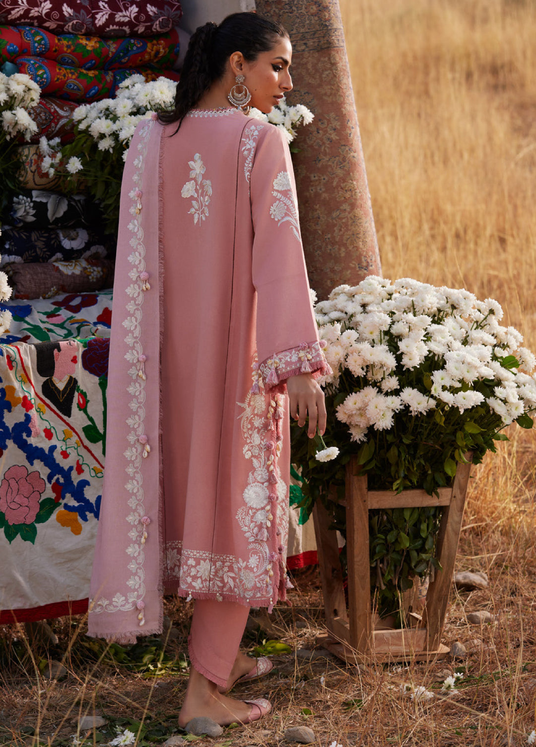 Zaha by Khadija Shah Unstitched Karandi Embroidered Suits 3 Piece ZL25KW NIRA ZW25-05 - Winter Collection
