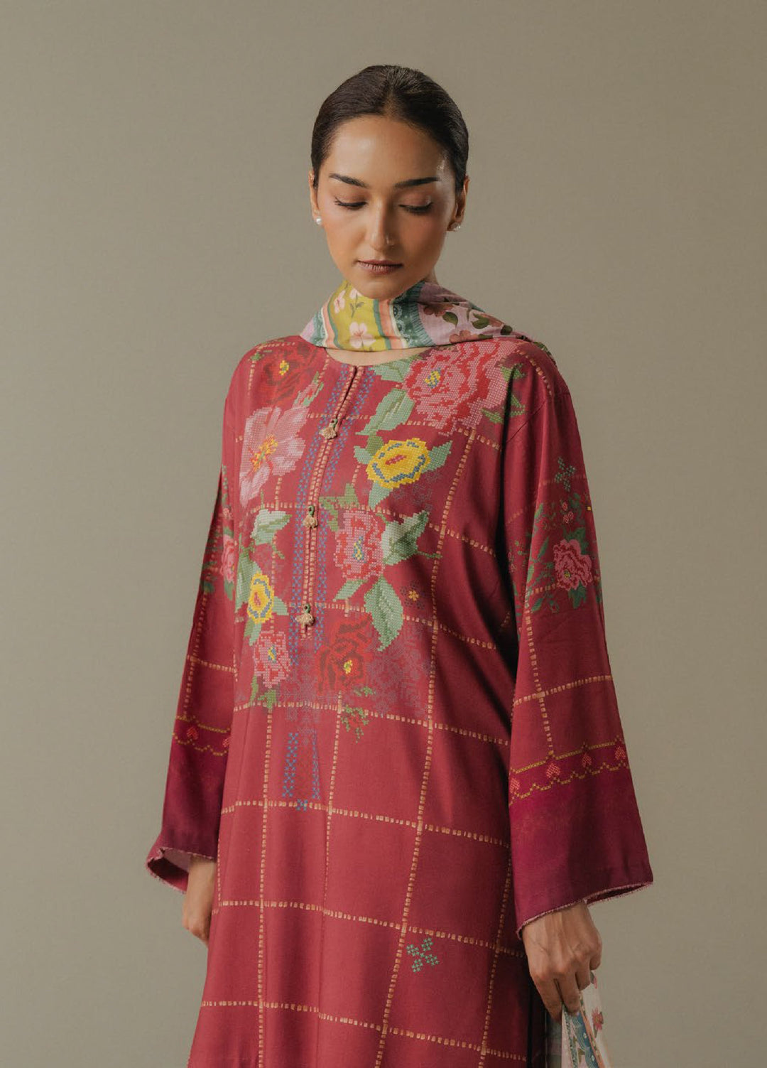 Coco by Zara Shahjahan Prints Unstitched Linen Suits 3 Piece CZS25PW Olive Hour D-5B - Winter Collection