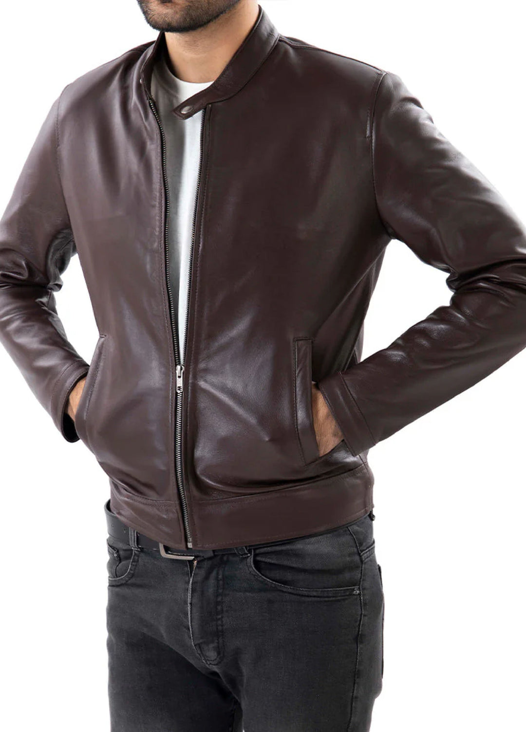 Brown Mens Pure Sheep Leather Jacket