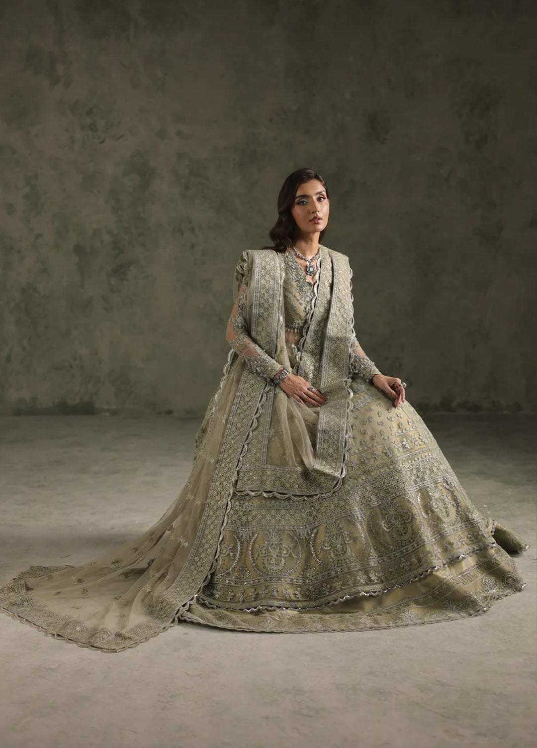 Esmeree by Imran Ramzan Embroidered Unstitched Net 3 Piece Emeraude De Sauge - Formals Collection
