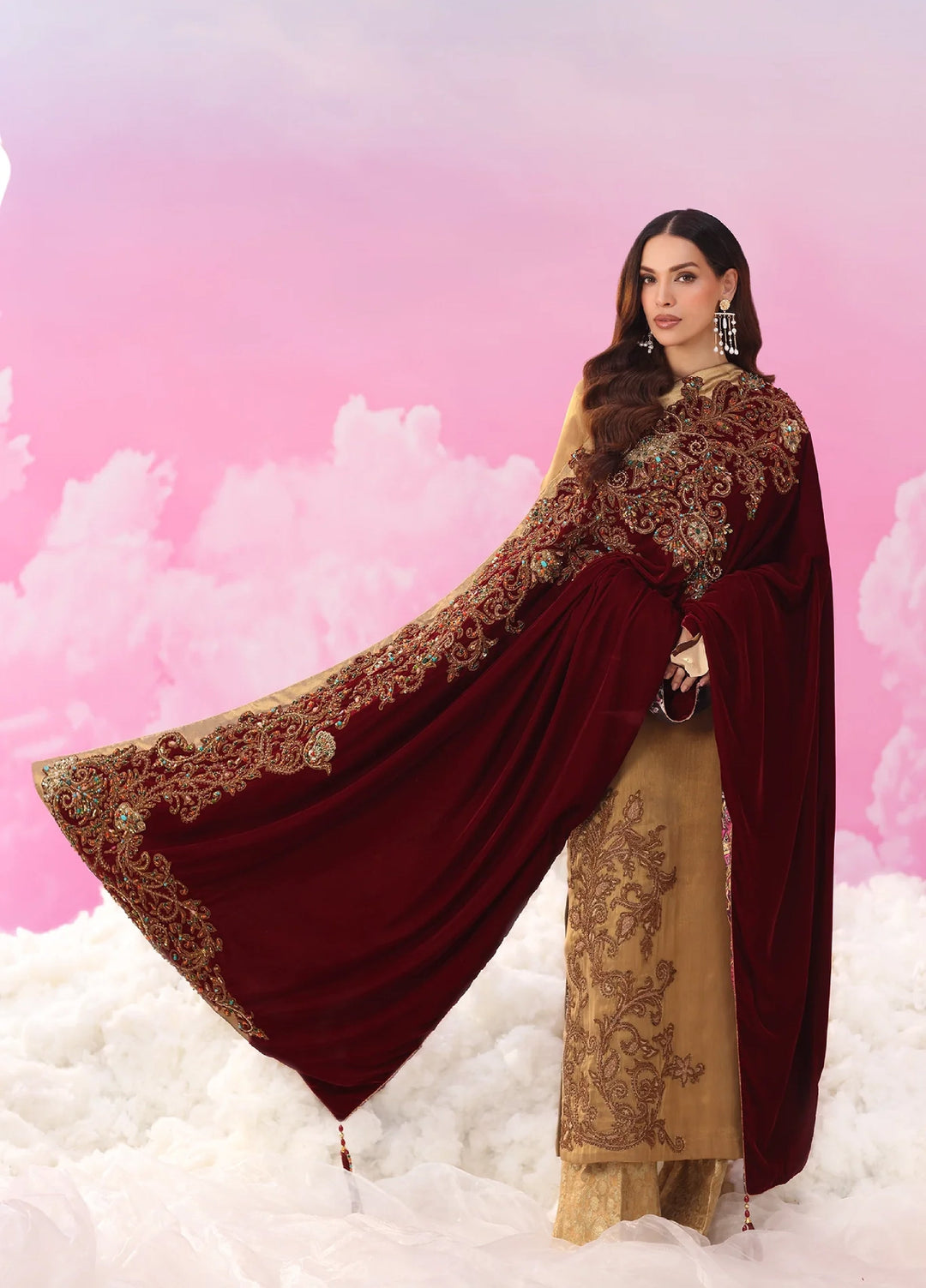 Mount Olypus by Musferah Saad Pret Embroidered Masoori 2 Piece Velour Aurelia - Festive Collection