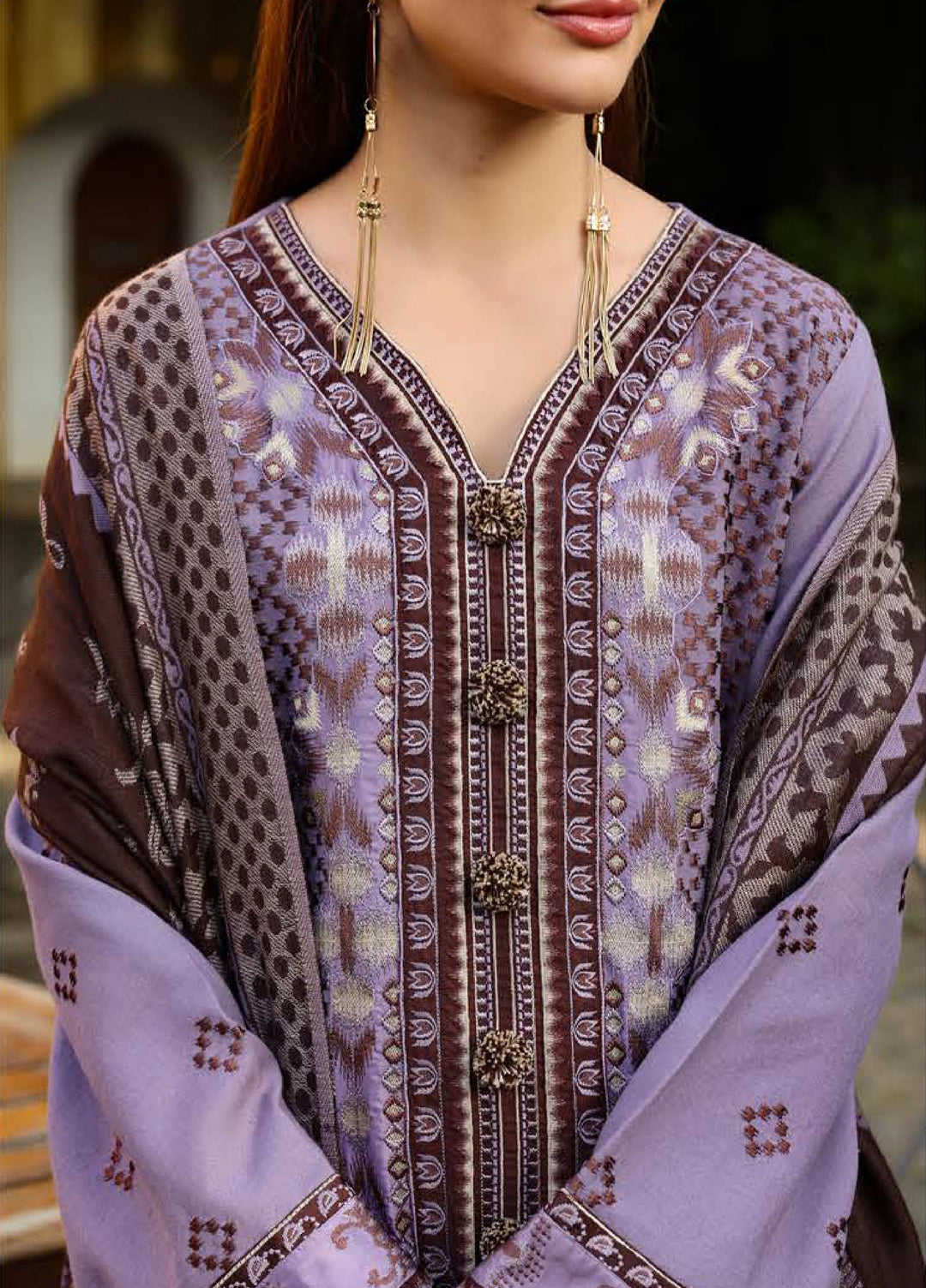 Mushq Broadway Under the Tuscan Sun Embroidered Karandi Suits Unstitched 3 Piece MQ25BT D-07 Villa Bramasole - Winter Collection