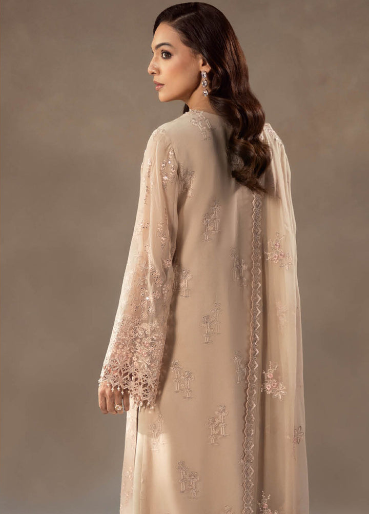 Afsanah by Lavish Premium Unstitched Chiffon Embroidered Suits 3 Piece LV25AC CHAMPAGNE BLOSSOM-02 - Festive Collection