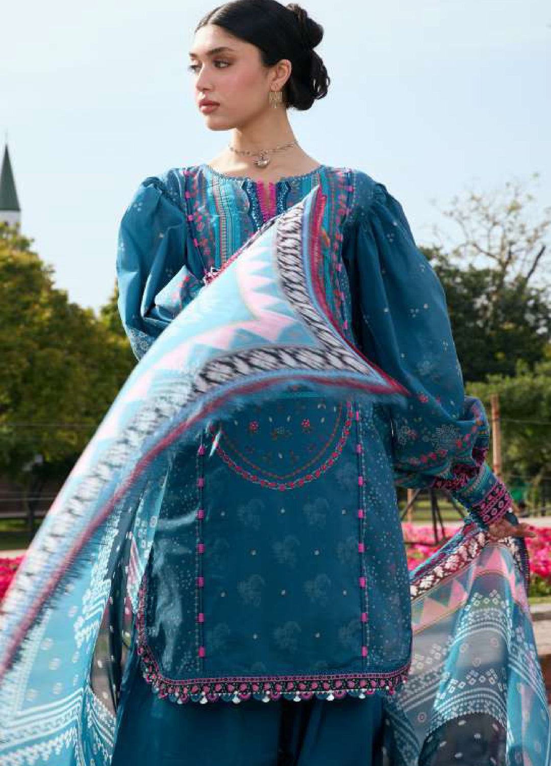 Angan by Kahf Unstitched Printed Lawn 3 Piece Suit KHF26ULA FALAK ARA KPS-4A - Festive Collection