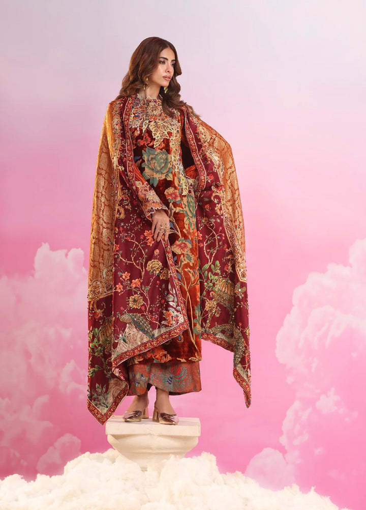 Mount Olypus by Musferah Saad Pret Embroidered Devore 2 Piece Eternal Flame - Festive Collection
