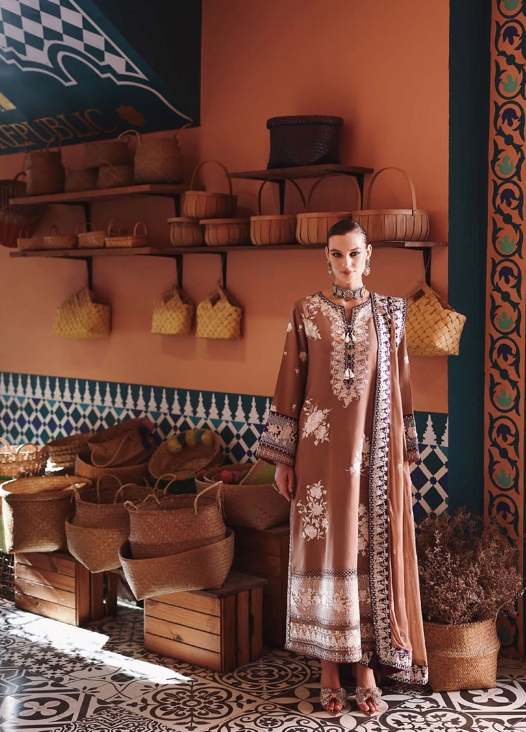Nuvera Hemline by Mushq Unstitched Raw Silk Embroidered 3 Piece Suit MU26UNH D-6 Sally - Festive Collection