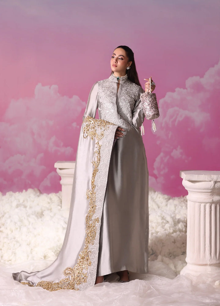 Mount Olypus by Musferah Saad Pret Embroidered Tissue Silk 2 Piece Lunar Mist - Festive Collection